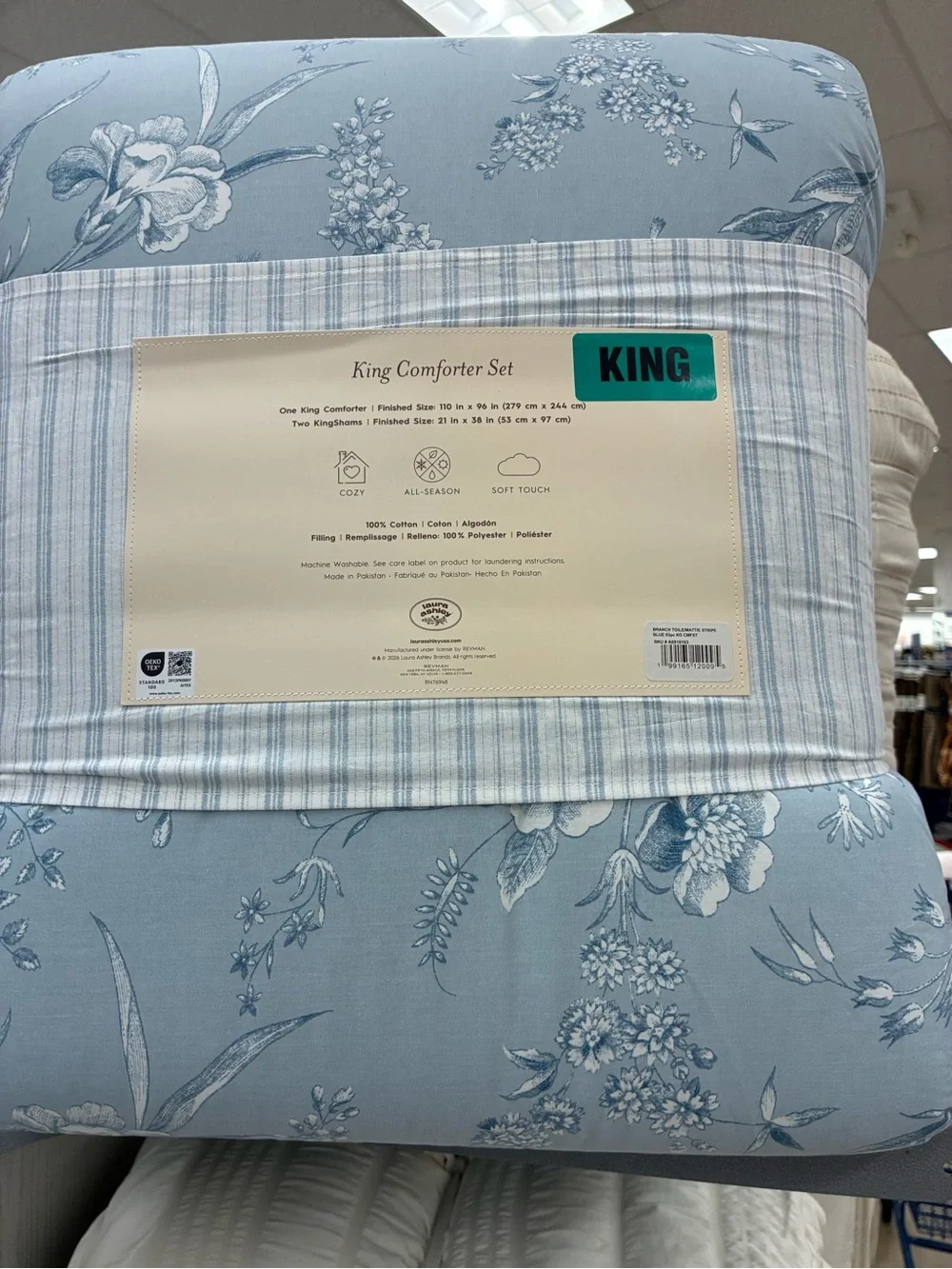 Laura Ashley King Comforter Set in Light Blue Floral